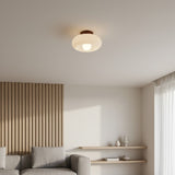 Violetta French Bauhaus Glass Ceiling Lamp | Walnut Wood Mid-Century Light