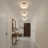 Violetta French Bauhaus Glass Ceiling Lamp | Walnut Wood Mid-Century Light