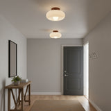 Violetta French Bauhaus Glass Ceiling Lamp | Walnut Wood Mid-Century Light