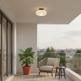 Violetta French Bauhaus Glass Ceiling Lamp | Walnut Wood Mid-Century Light