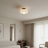 Violetta French Bauhaus Glass Ceiling Lamp | Walnut Wood Mid-Century Light
