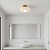 Violetta French Bauhaus Glass Ceiling Lamp | Walnut Wood Mid-Century Light