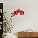 Fay Rustic Tulip Glass Pendant Light | Vintage Ribbed Glass Hanging Lamp