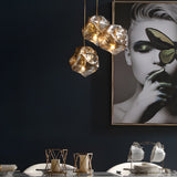 Irregular Lava Texture Glass Shade Copper Simple Post Modern Chandelier