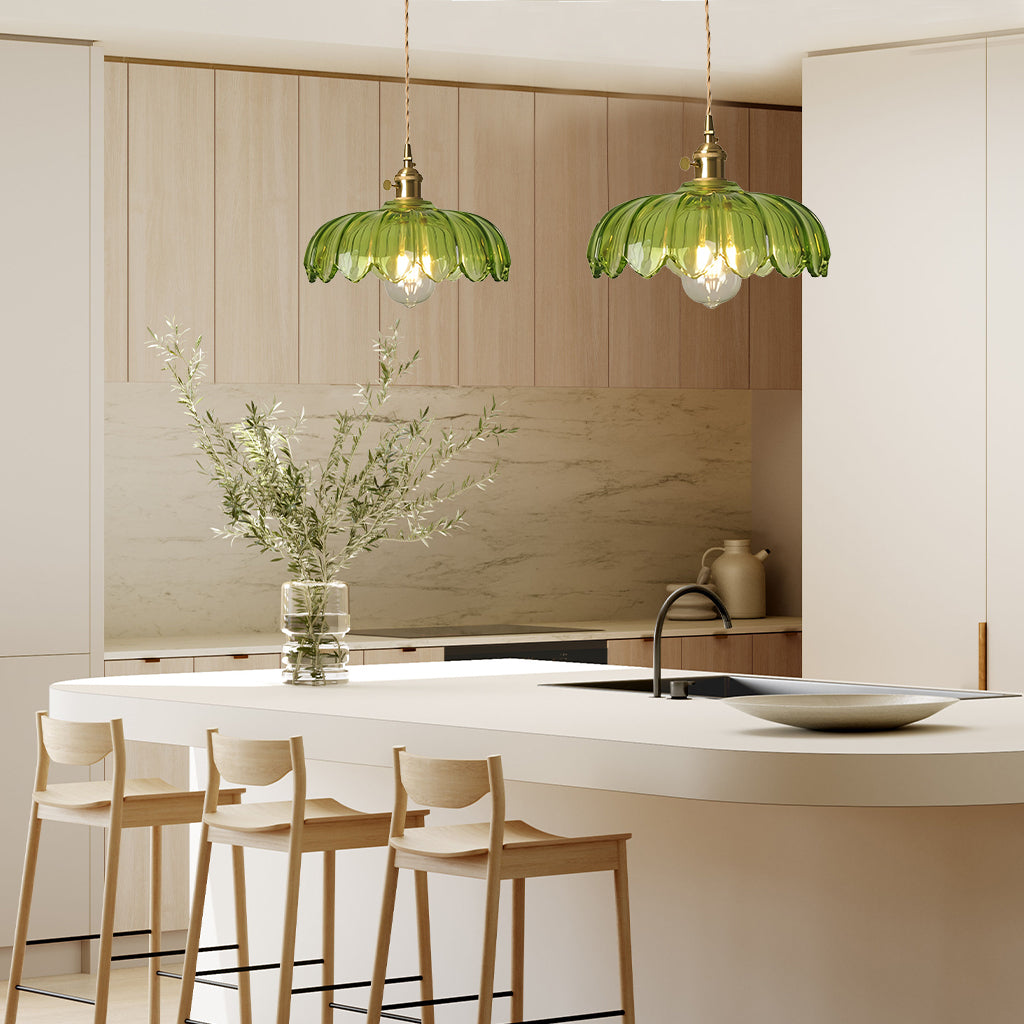 Dorian Vintage Tulip Glass Pendant Light | Floral Petal Hanging Lamp