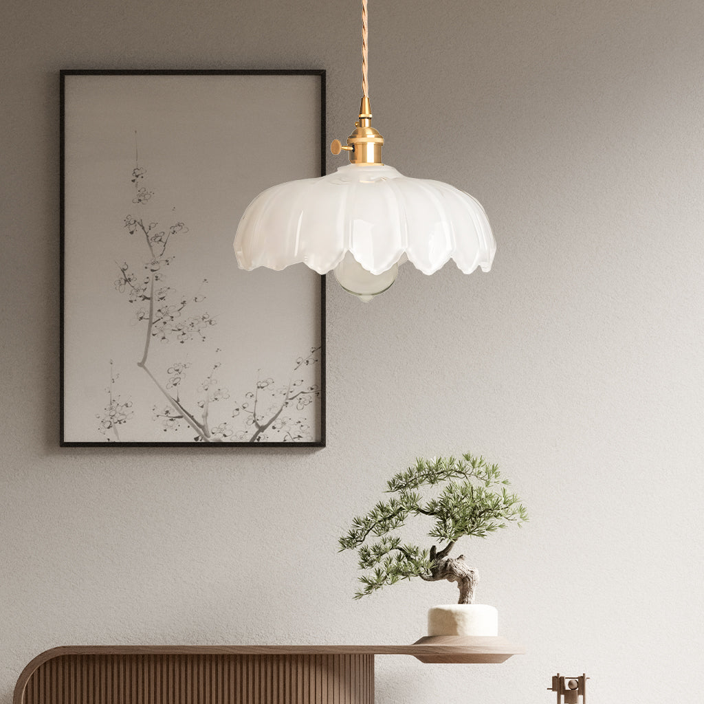 Dorian Vintage Tulip Glass Pendant Light | Floral Petal Hanging Lamp