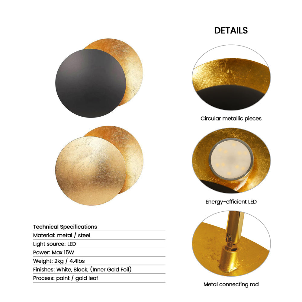 Rothe LED Adjustable Disc Wall Light - Modern Halo Sconce for Home Decor
