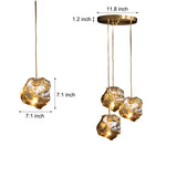 Irregular Lava Texture Glass Shade Copper Simple Post Modern Chandelier