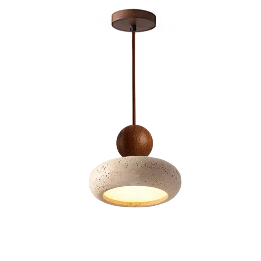 Alvione Bauhaus Natural Travertine Stone Pendant Light | Minimalist Luxe