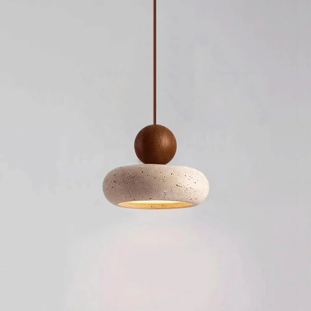 Alvione Bauhaus Natural Travertine Stone Pendant Light | Minimalist Luxe