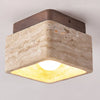Anisa Modern Square Travertine Ceiling Light - Natural Stone Flush Mount