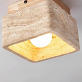 Anisa Modern Square Travertine Ceiling Light - Natural Stone Flush Mount