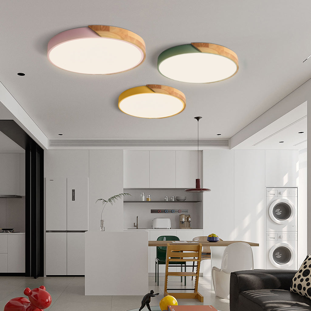Apollo Macaron Dimmable LED Ceiling Lamp - Modern Minimalist Round Flush Mount