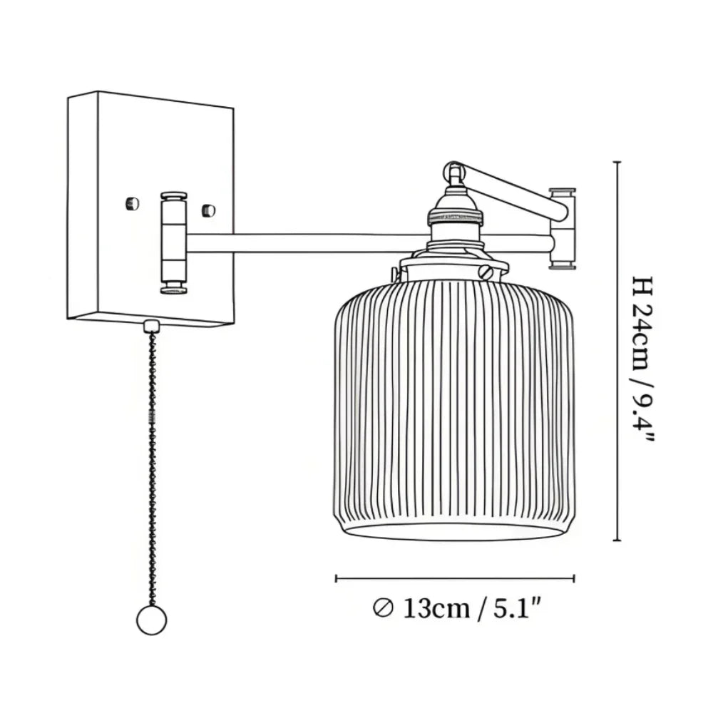 Aurora Retro Ceramic Swing Arm Wall Lamp | Mid-Century Bedside Sconce