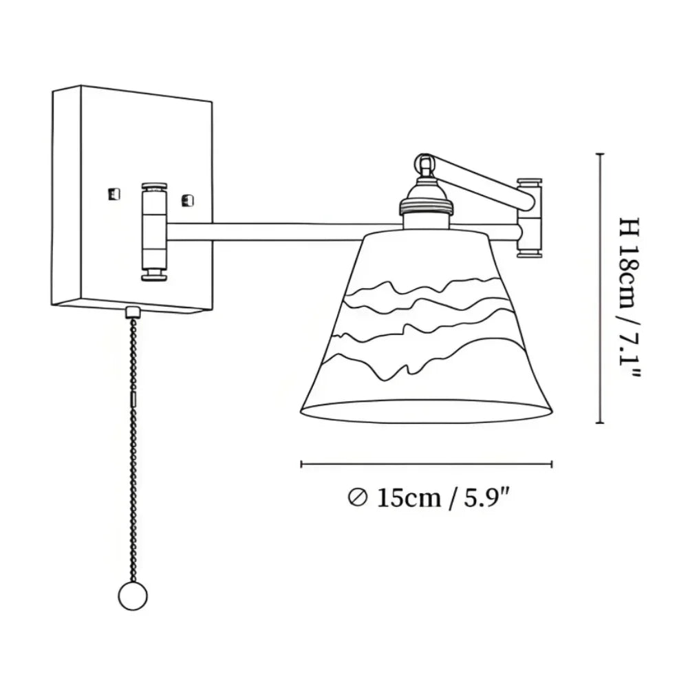 Aurora Retro Ceramic Swing Arm Wall Lamp | Mid-Century Bedside Sconce