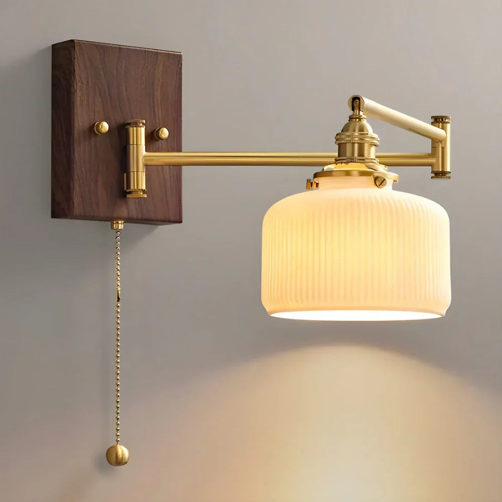 Aurora Retro Ceramic Swing Arm Wall Lamp | Mid-Century Bedside Sconce