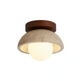 Bjorn Wabi-Sabi Travertine Ceiling Light - Natural Stone & Walnut Wood