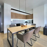 Caputo Linear LED Pendant Light - Minimalist Walnut Wood Dining Lamp