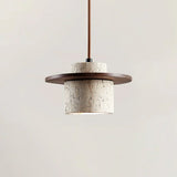 Elindra Nordic Travertine Stone Pendant Light | Natural Stone & Walnut