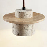 Elindra Nordic Travertine Stone Pendant Light | Natural Stone & Walnut
