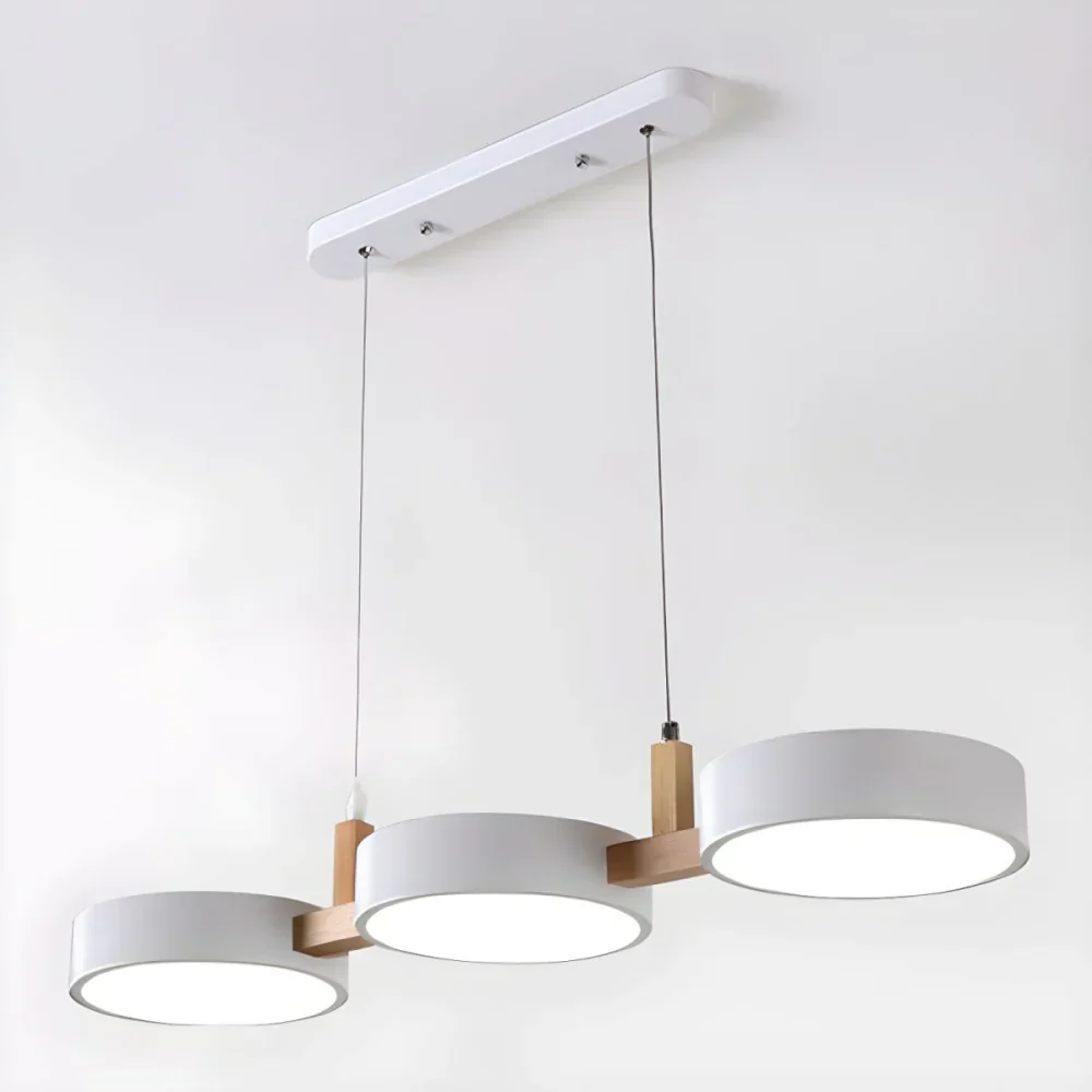 Elvra Modern Macaron 3-Head Pendant Light - Wood & Metal Nordic Style