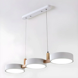Elvra Modern Macaron 3-Head Pendant Light - Wood & Metal Nordic Style