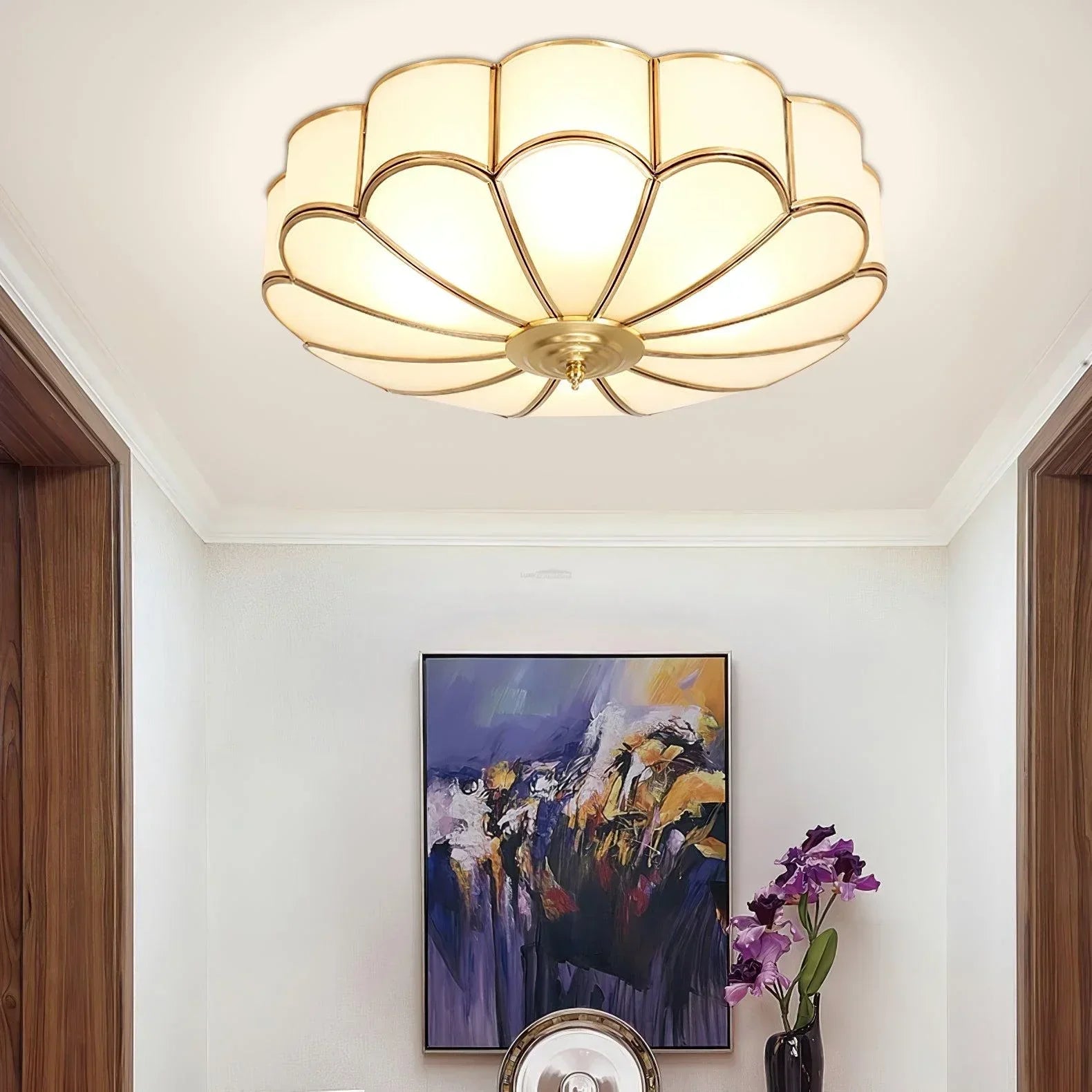 Eros Art Deco Flower Ceiling Light - Luxury Floral Flush Mount Chandelier