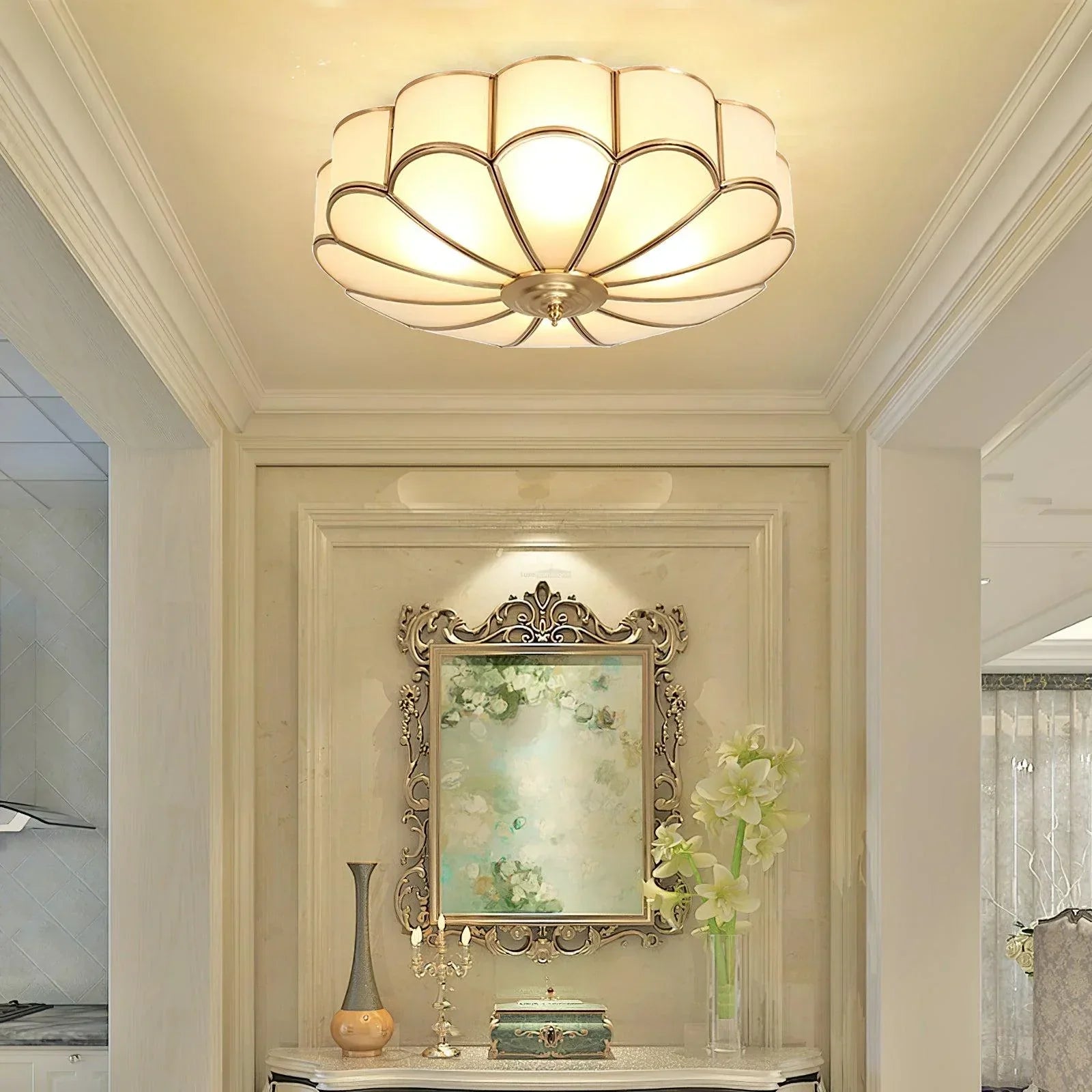 Eros Art Deco Flower Ceiling Light - Luxury Floral Flush Mount Chandelier