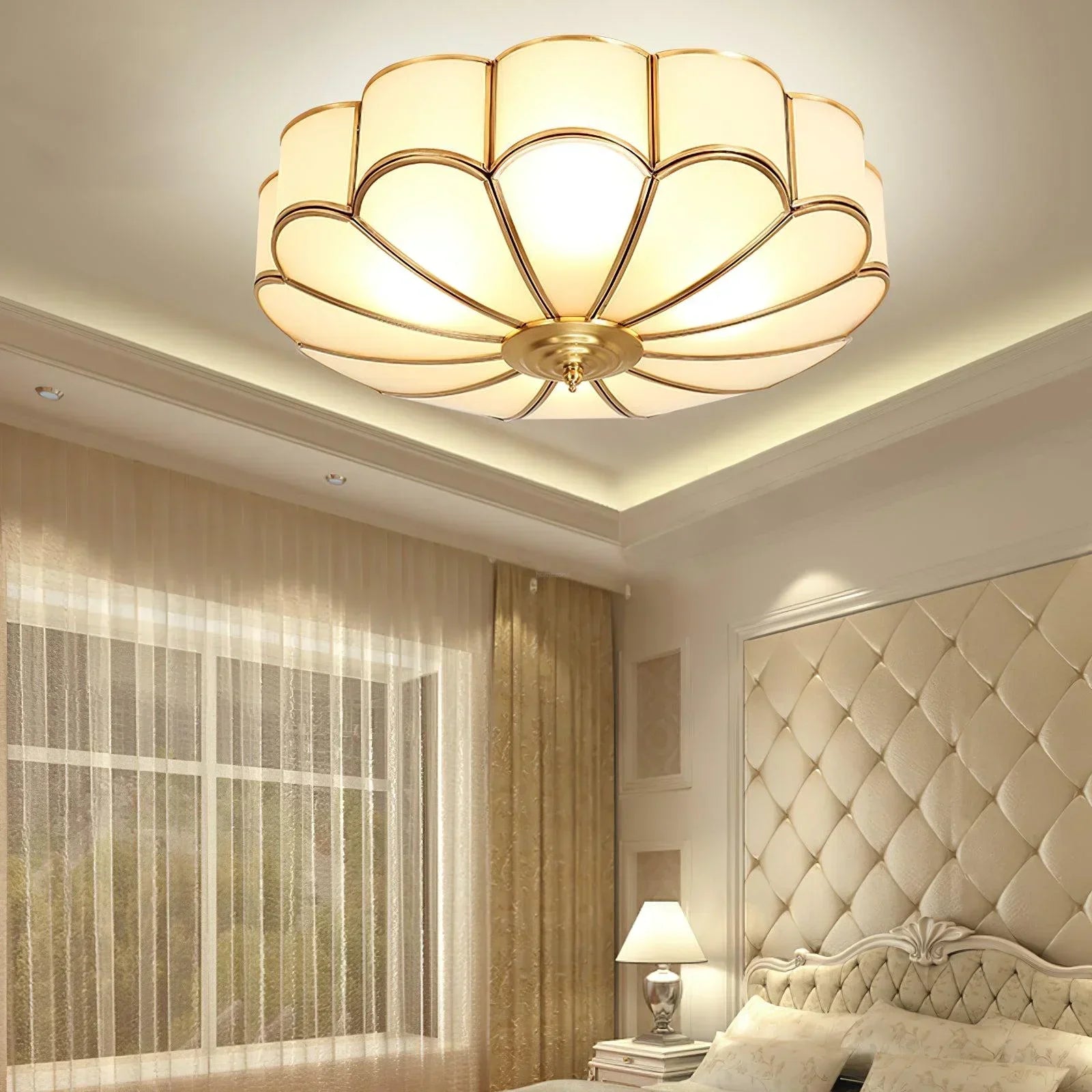 Eros Art Deco Flower Ceiling Light - Luxury Floral Flush Mount Chandelier