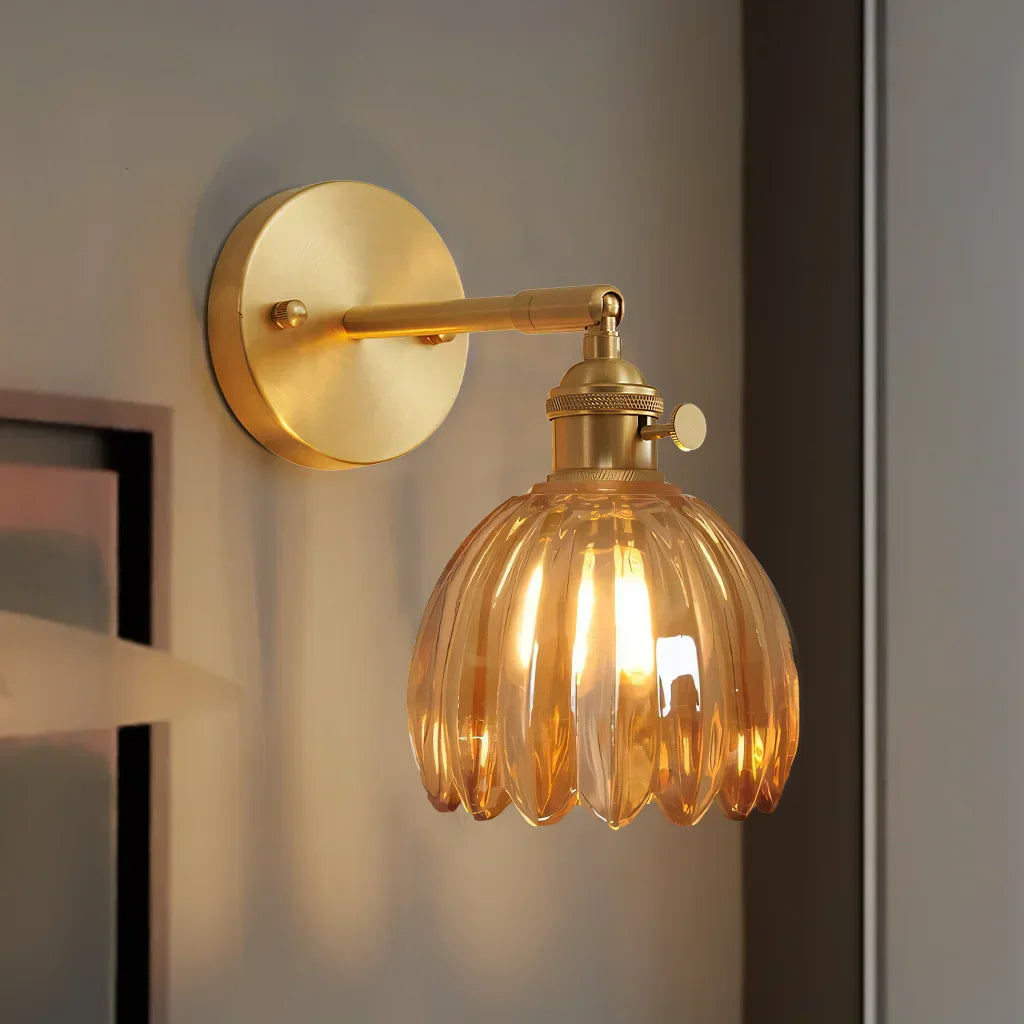 Freya Lotus Glass Wall Light - Elegant Floral Art Deco Sconce
