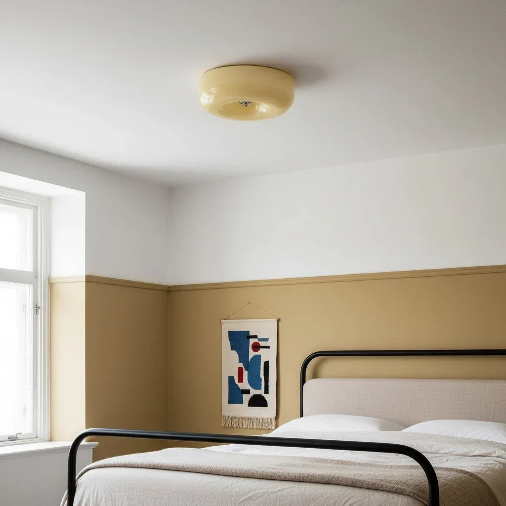 Halcyon Modern Bauhaus Glass Ceiling Lamp | Minimalist Round Light