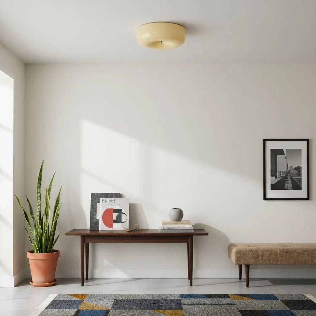 Halcyon Modern Bauhaus Glass Ceiling Lamp | Minimalist Round Light
