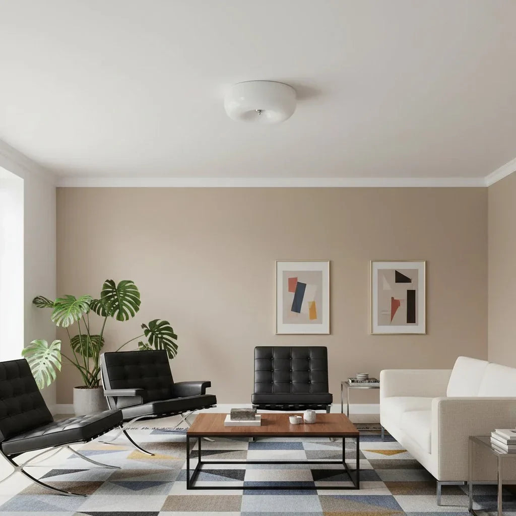 Halcyon Modern Bauhaus Glass Ceiling Lamp | Minimalist Round Light