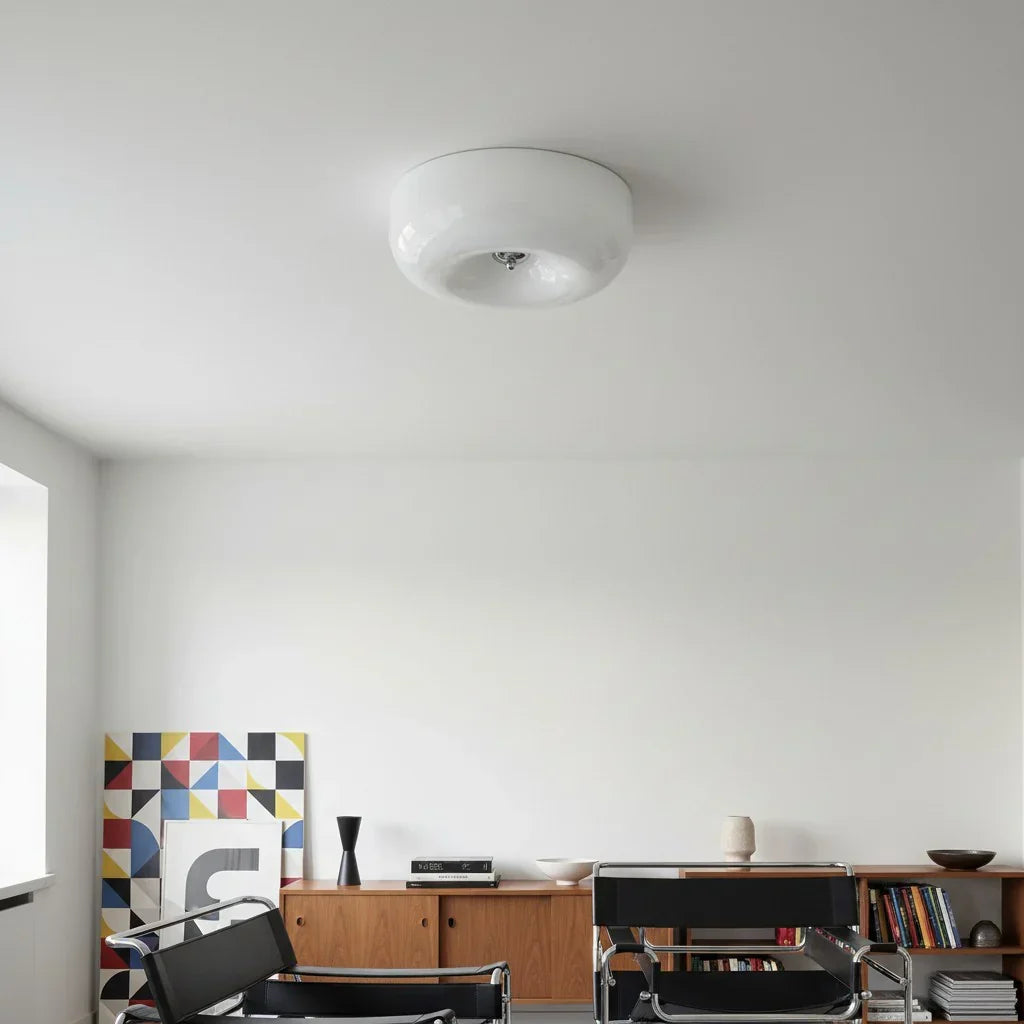 Halcyon Modern Bauhaus Glass Ceiling Lamp | Minimalist Round Light