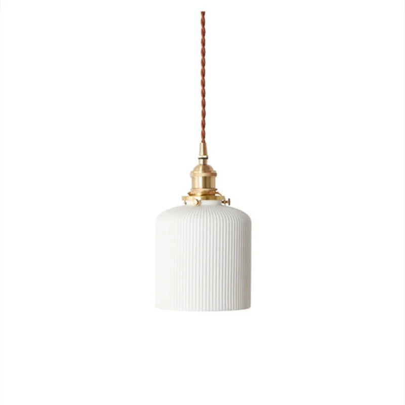 Hecate Pleated Ceramic Pendant Light | Modern Scandinavian Hat Design
