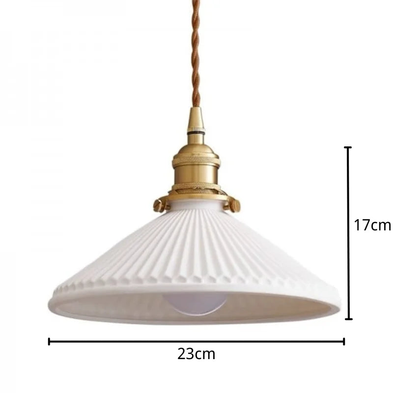Hecate Pleated Ceramic Pendant Light | Modern Scandinavian Hat Design