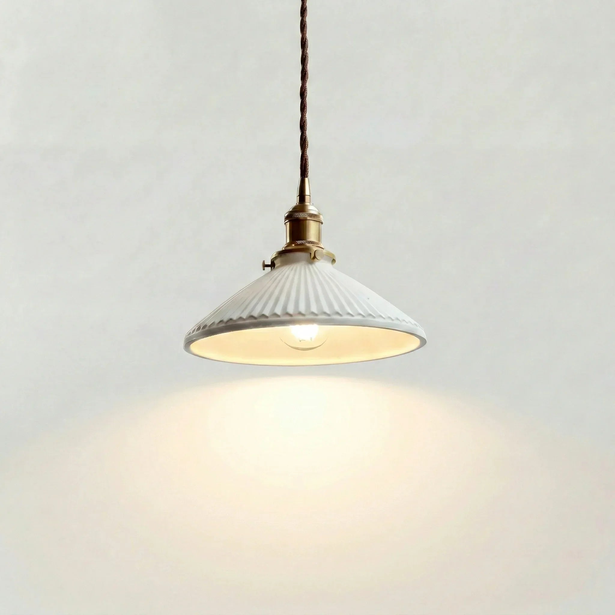 Hecate Pleated Ceramic Pendant Light | Modern Scandinavian Hat Design