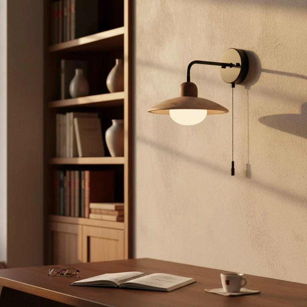 Jocelyn Modern Travertine Disc Wall Lamp | Natural Stone Sconce