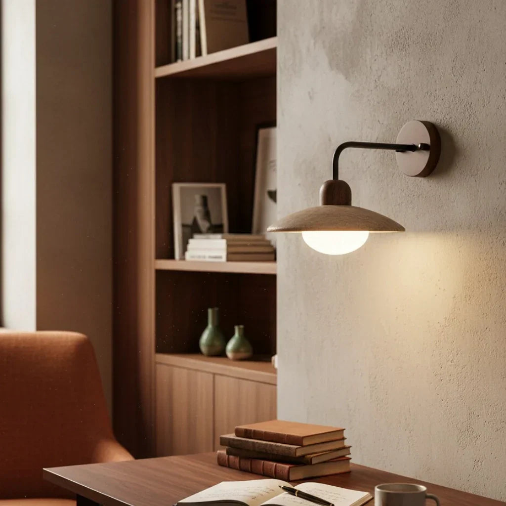 Jocelyn Modern Travertine Disc Wall Lamp | Natural Stone Sconce