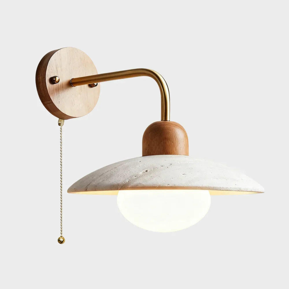 Jocelyn Modern Travertine Disc Wall Lamp | Natural Stone Sconce