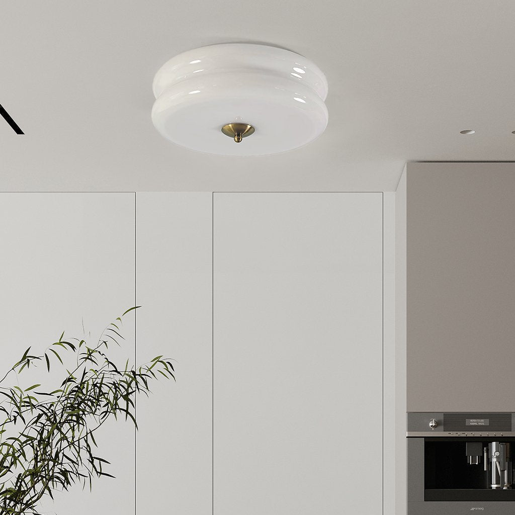 Lea Art Deco Round Ceiling Lamp - Elegant Glass Flush Mount Lighting