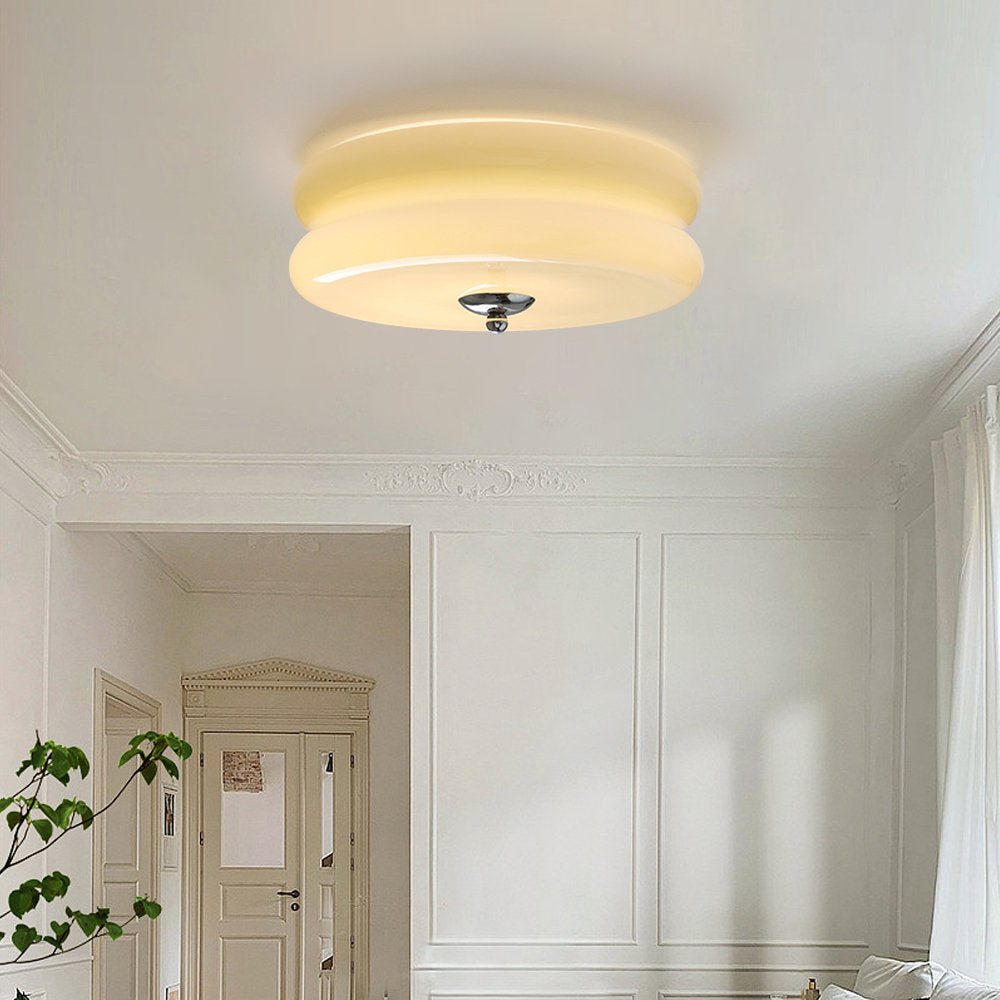 Lea Art Deco Round Ceiling Lamp - Elegant Glass Flush Mount Lighting