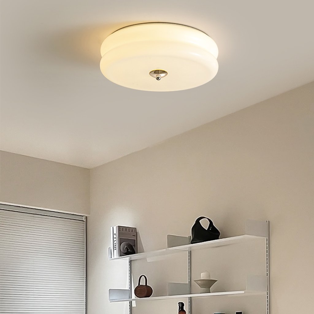 Lea Art Deco Round Ceiling Lamp - Elegant Glass Flush Mount Lighting