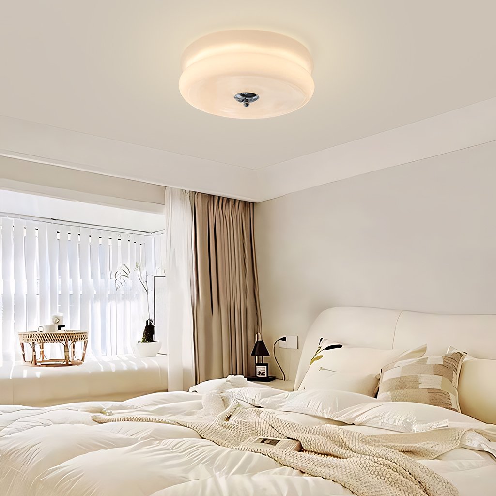Lea Art Deco Round Ceiling Lamp - Elegant Glass Flush Mount Lighting