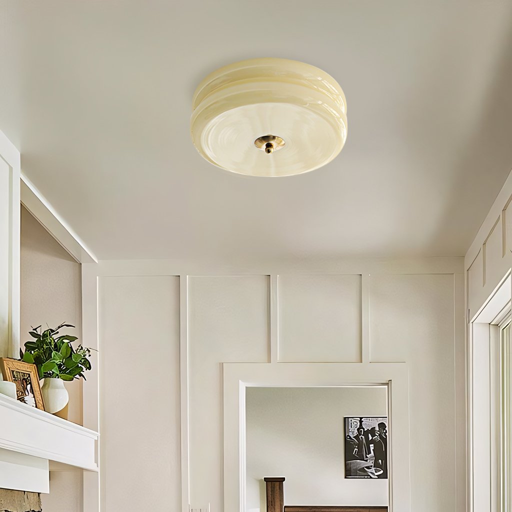 Lea Art Deco Round Ceiling Lamp - Elegant Glass Flush Mount Lighting