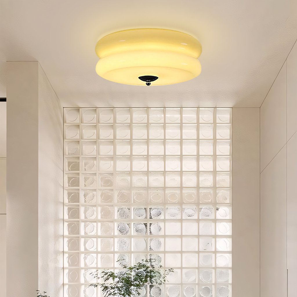 Lea Art Deco Round Ceiling Lamp - Elegant Glass Flush Mount Lighting