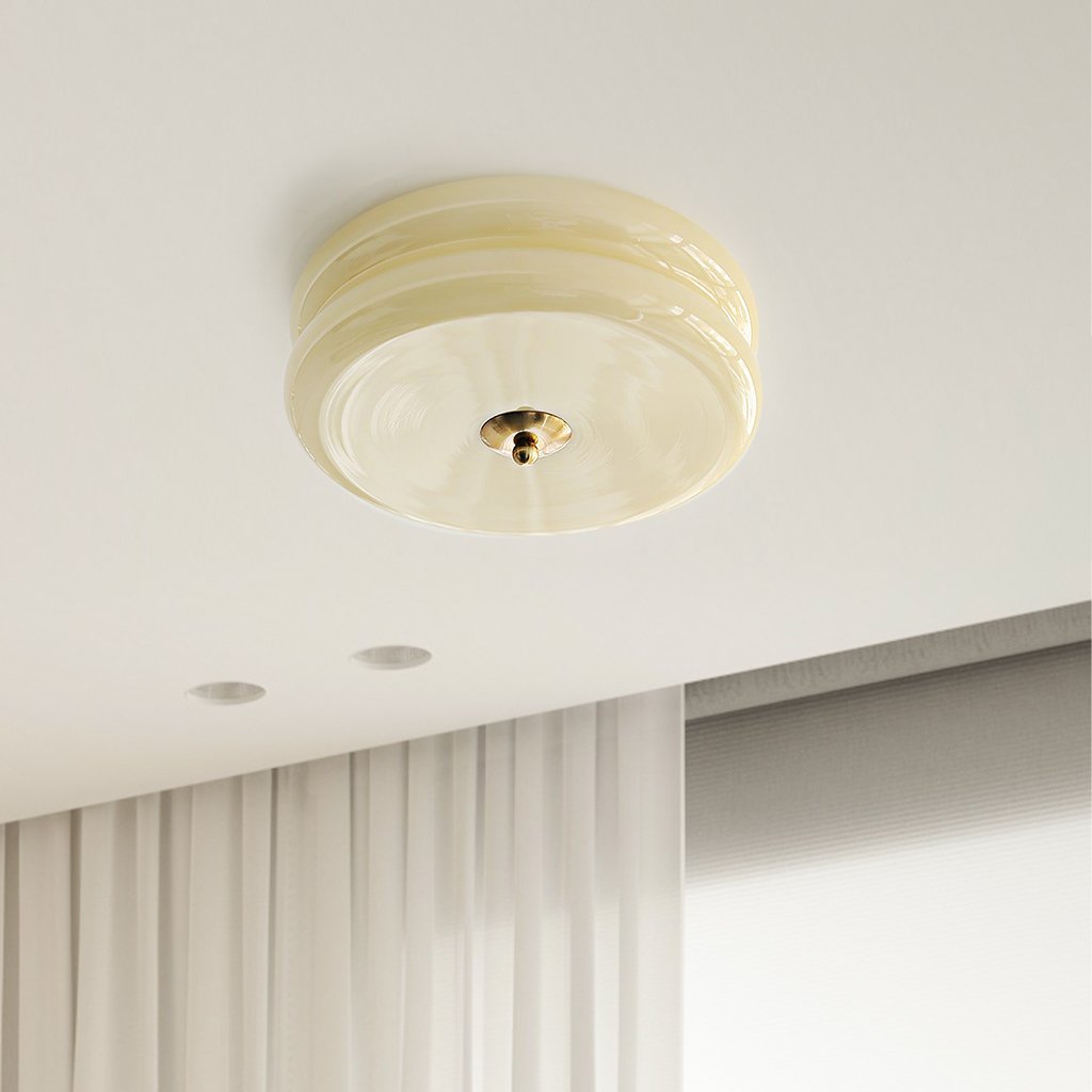 Lea Art Deco Round Ceiling Lamp - Elegant Glass Flush Mount Lighting