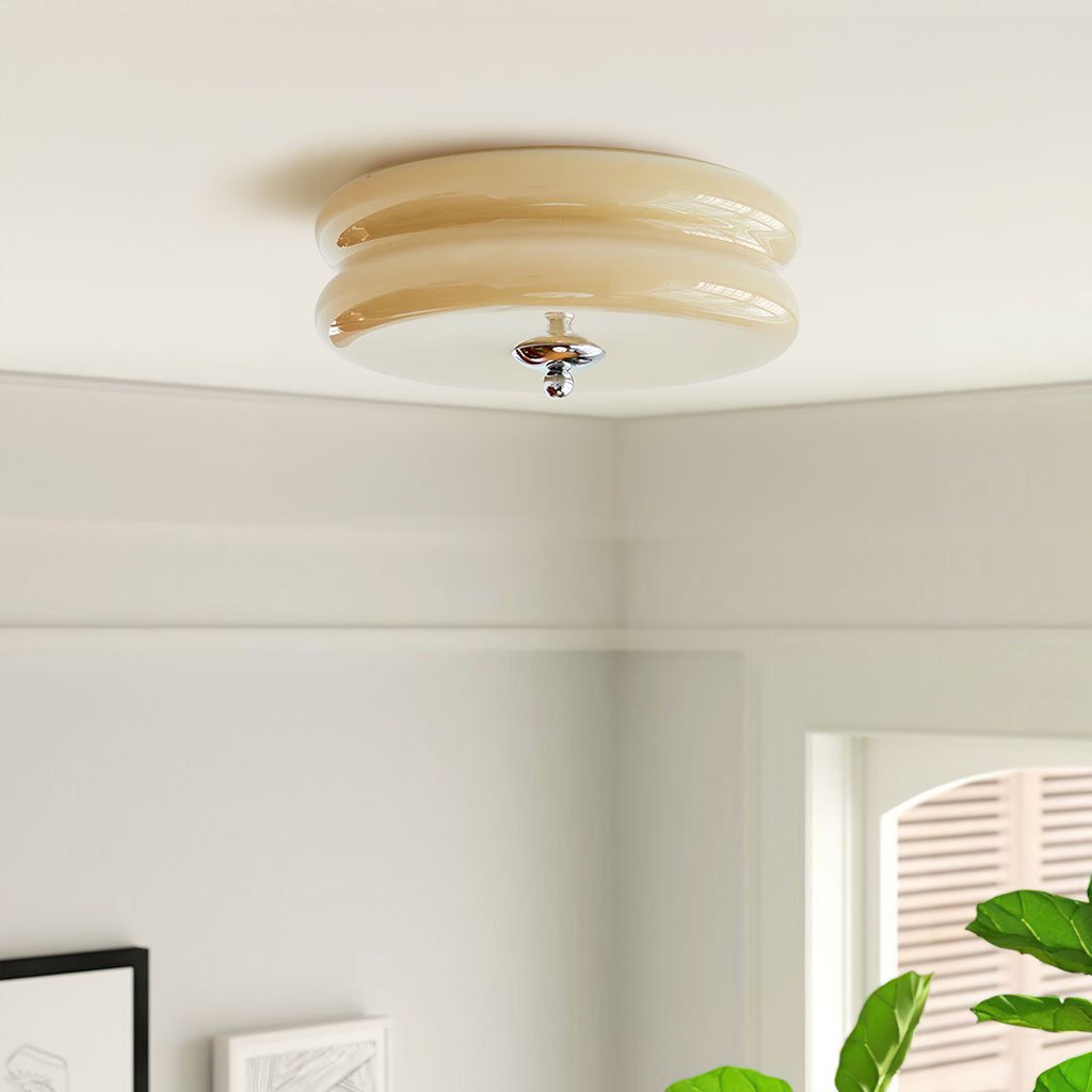 Lea Art Deco Round Ceiling Lamp - Elegant Glass Flush Mount Lighting