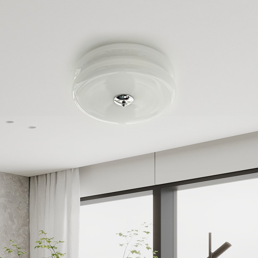 Lea Art Deco Round Ceiling Lamp - Elegant Glass Flush Mount Lighting