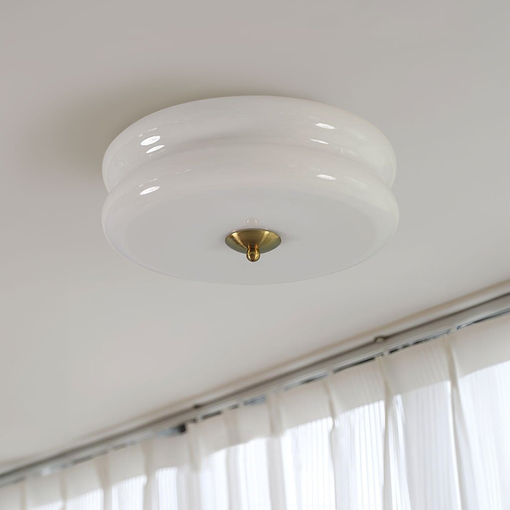 Lea Art Deco Round Ceiling Lamp - Elegant Glass Flush Mount Lighting